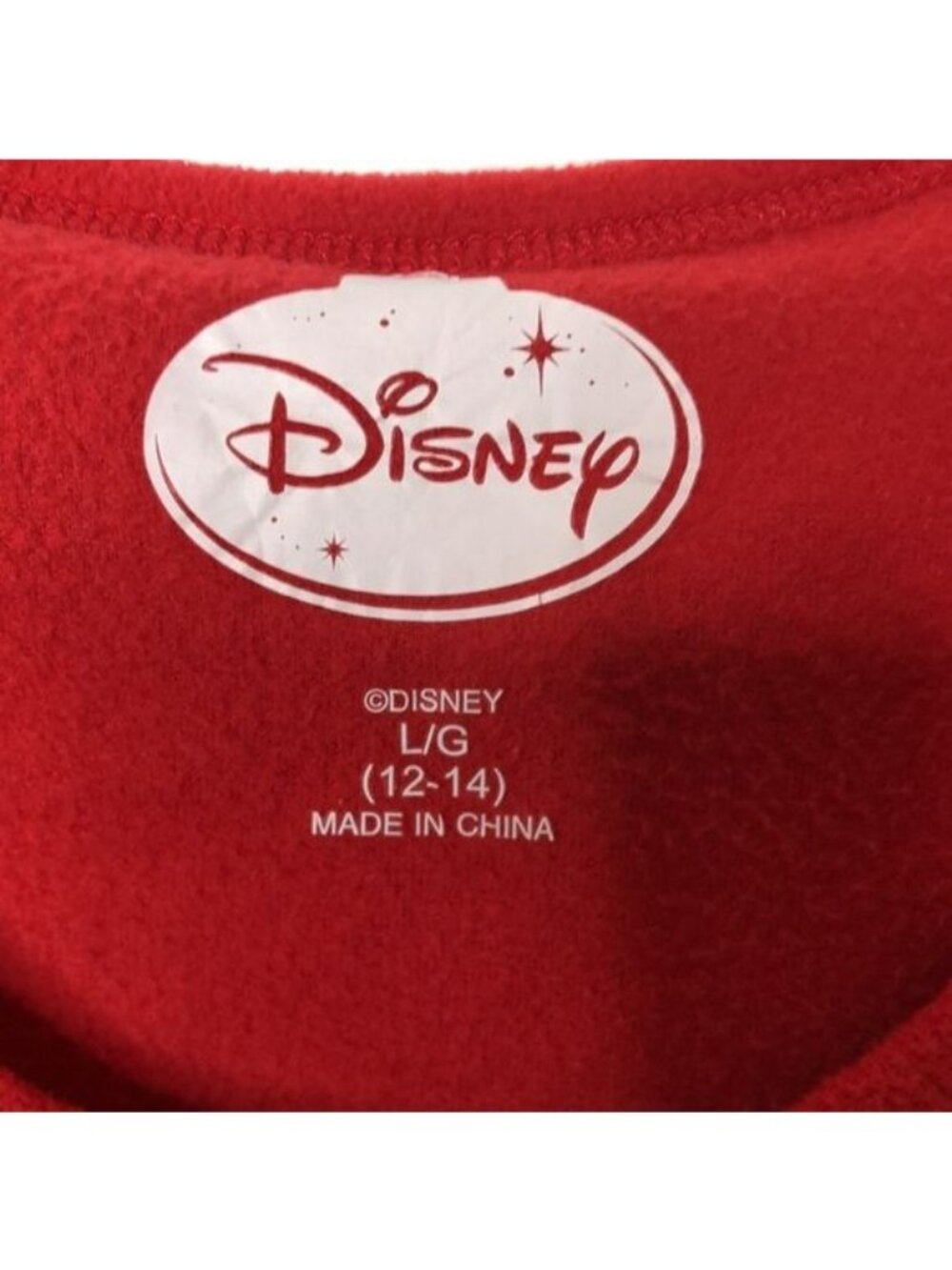 Disney Womens Red Mickey Mouse Fleece Long Sleeve Top L LARGE - Picture 2 of 9